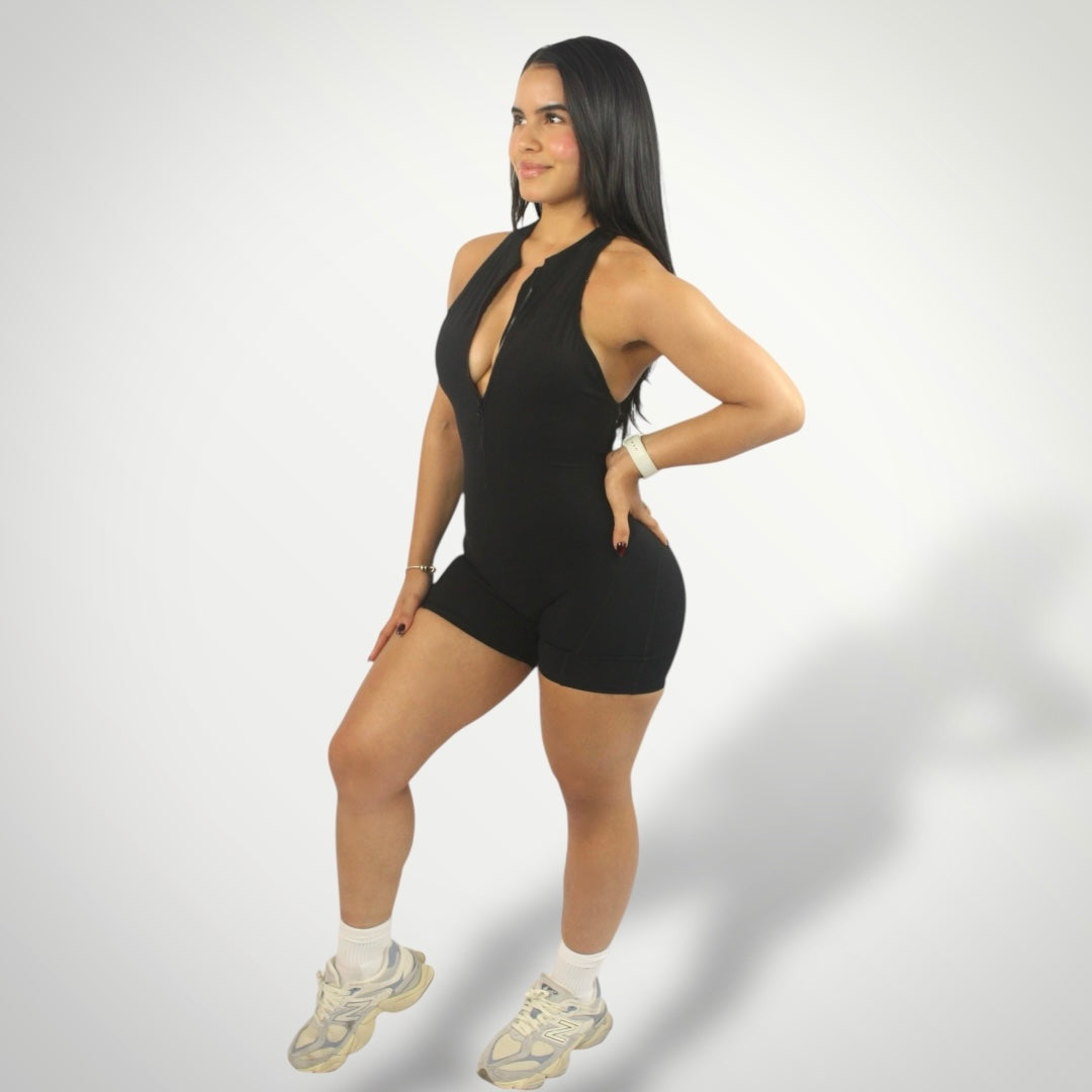 Sexy Backless Yoga sleeve short Jumpsuit W/bra support
